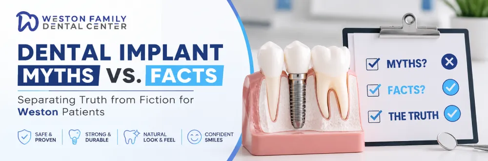 Patient learning the truth about common dental implant myths at Weston Family Dental in Weston, FL.