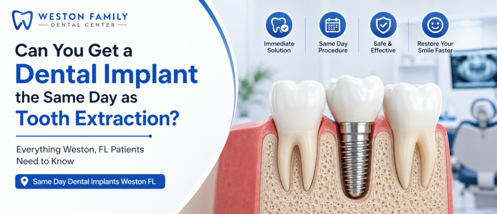 Same day dental implants Weston FL after tooth extraction